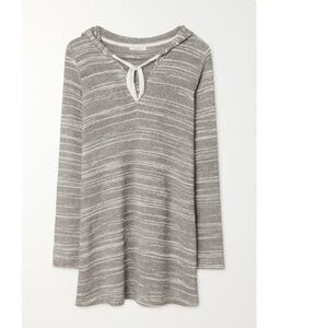 La Blanca Striped Knit Hoodie Tunic Top – Gray/White